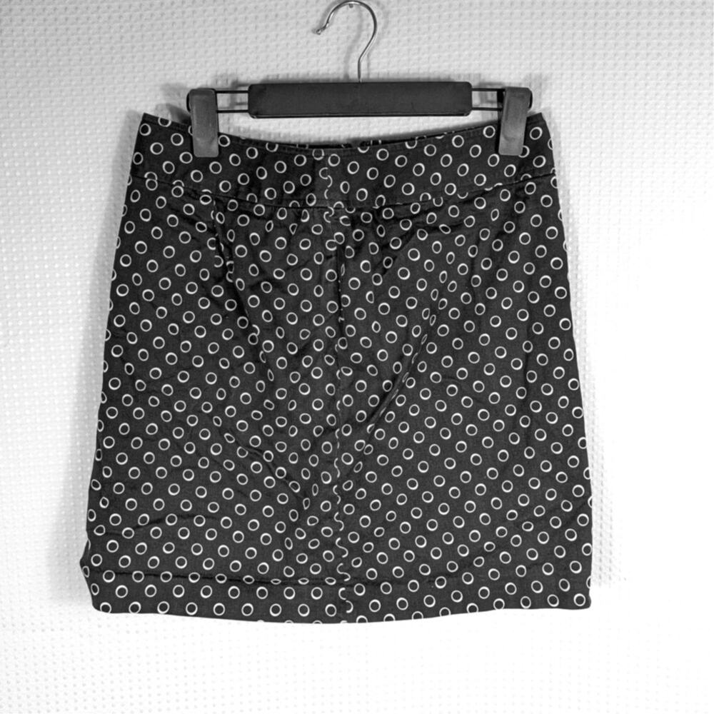 Rafaella 8 Black White Polka Dot Skirt Cotton Spandex Stretch Career Office Vtg
